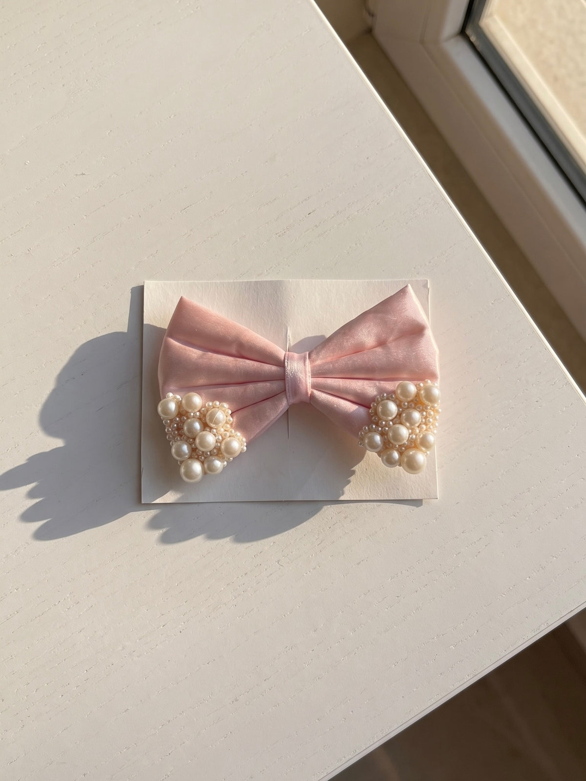 Pearl Bow-Baby Pink