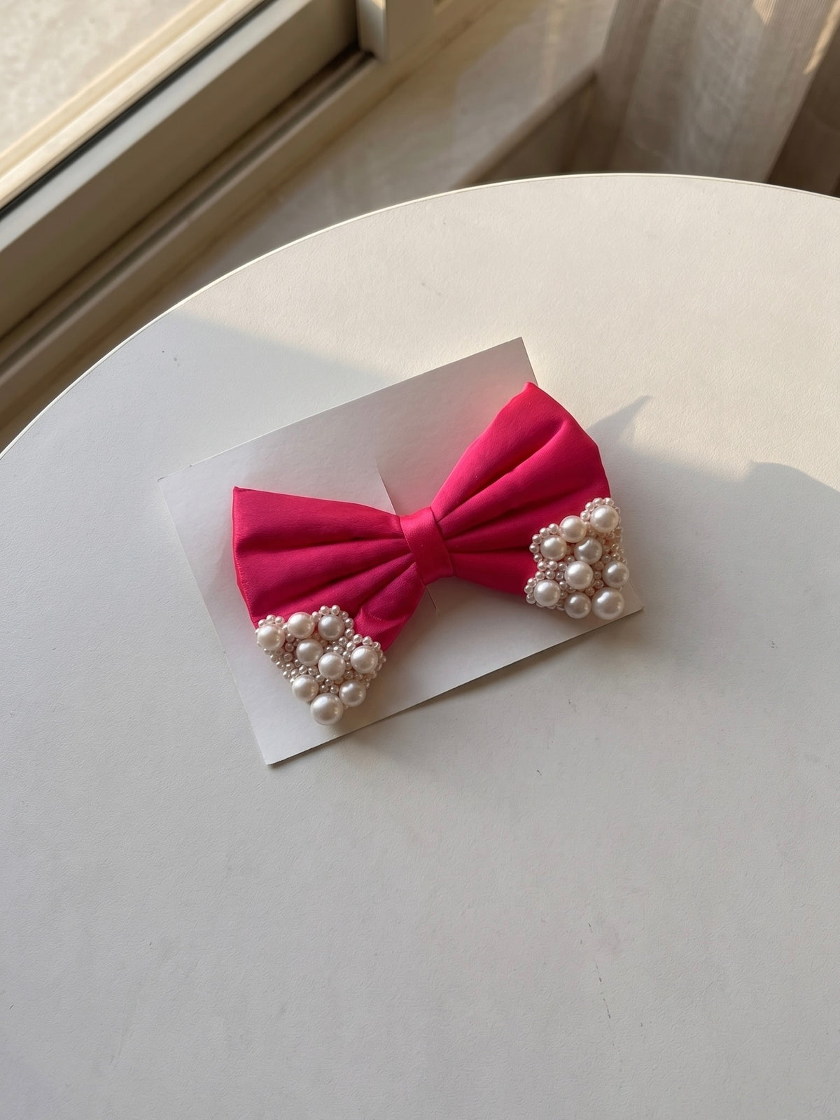 Pearl Bow-Rani Pink