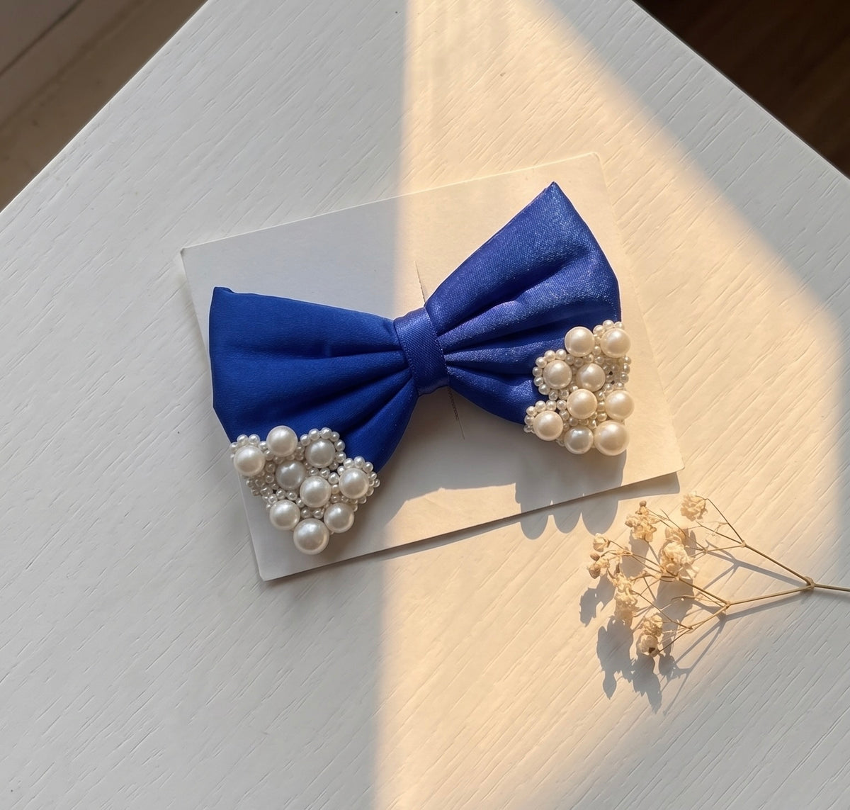 Pearl Bow-Royal Blue